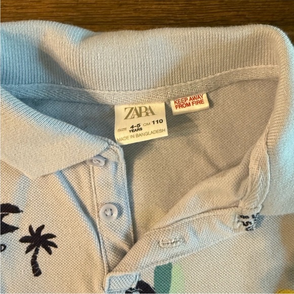 Zara Kids Polo Shirt with Surf and Palm Print - Picture 2 of 3